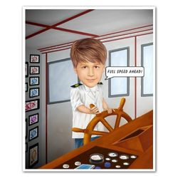 Sea Captain Custom Photo Caricature Print