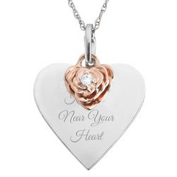 Personalized Diamond Rose Flower Necklace