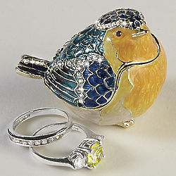 Enamel Bird Jewelry Box