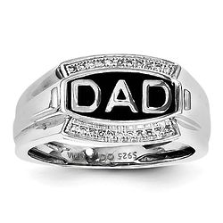 Sterling Silver Diamond Dad Ring