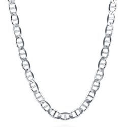 Italian Sterling Silver Flat Marina Chain Necklace
