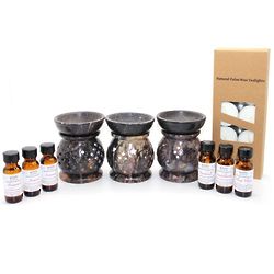 3 Soapstone Fragrance Oil Diffuser 4" Combo Gift Set