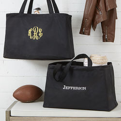 Personalized Large Black Tote Bag with Name or Monogram