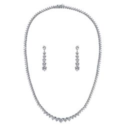 Bridesmaid's Sterling Silver CZ Graduated Necklace and Earrings