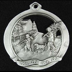 Noel Father and Child Pewter Ornament