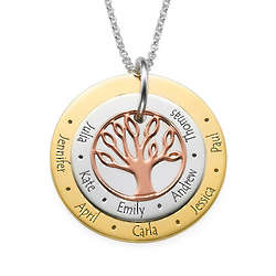 Personalized Multi-Tone Family Tree Necklace for Moms