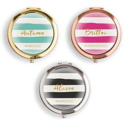 Personalized Striped Compact Mirror