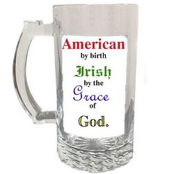 American - Irish 16 Ounce Glass Beer Stein