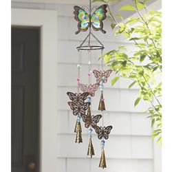 Metal and Colored Glass Butterfly Wind Chime