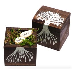 Growing Together Wishing Beans in a Wood Box with Tree Design