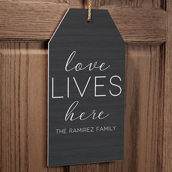 Personalized Love Lives Here Wall Art Wood Tag
