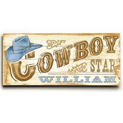 Personalized Cowboy Star Blue 24" Vintage Sign