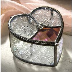 Stained Glass Heart Shape Jewelry Box