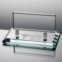 Personalized Jade Glass Business Card Holder for Doctors
