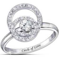 Circle of Love Sterling Silver White Topaz Spinning Ring