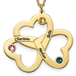 Personalized Gold-Plated Triple Heart Necklace