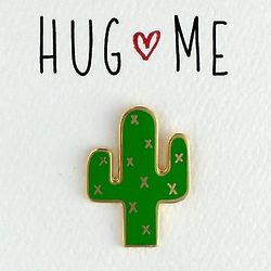 'Hug Me' Enamel Cactus Lapel Pin
