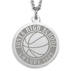 Sterling Silver Personalized Basketball Disc Necklace