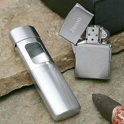 Zippo Lighter and Portable Ash Tray Set