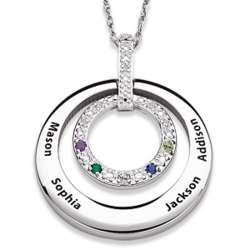 Sterling Silver and Stainless Steel Name and Birthstone Necklace