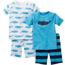 Baby Boy's Whale Pajamas 4-Piece Set