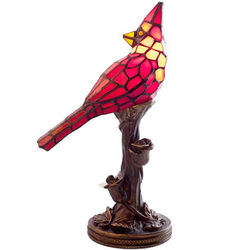 Stained Glass Cardinal Accent Lamp