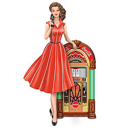 Coca-Cola Rocking Good Taste Girl and Jukebox Figurine