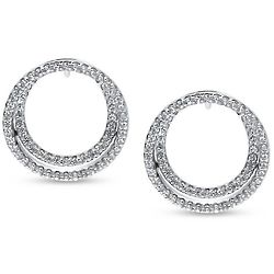 Open Circle Sterling Silver Cubic Zirconia Stud Earrings