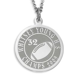 Sterling Silver Personalized Football Disc Necklace