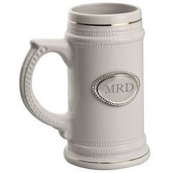 Ceramic Beer Stein with Engraved Plate