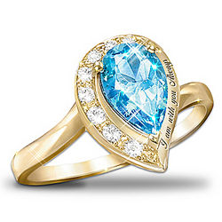 I Am With You Always Pear-Shaped Blue Topaz Journey Ring