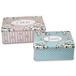 Cottage Flower Biscuits and Cakes Tins