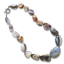 Polished Agate Necklace in Chunky Achates Shiny Stone Design