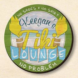 No Shoes - No Problem Personalized 15" Round Tiki Lounge Sign