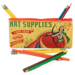 Vintage Art Supplies Pencil Case