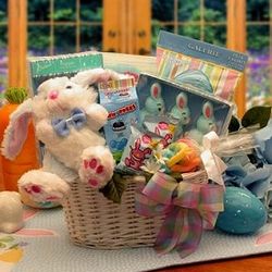 Bunny Fun Easter Gift Basket in Blue