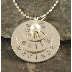 Three Tier Names Hand Stamped Necklace