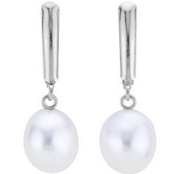 Sterling Silver White Baroque Freshwater Cultured Pearl Earrings