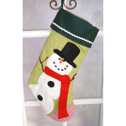 Snowman Quilted Personalized Christmas Stocking