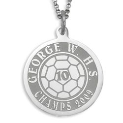 Sterling Silver Personalized Soccer Disc Necklace