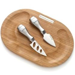 Bamboo Cutting Board and Cheese Knife with Spreader Set