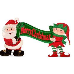 Santa and Elf Merry Christmas Sign