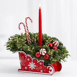 Santa's Sleigh Centerpiece with Candle