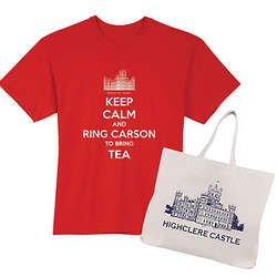 Downton Abbey Keep Calm and Ring Carson T-Shirt and Tote Set