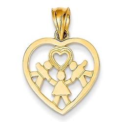 Mom's a Heart Within a Heart 14 Karat Gold Pendant