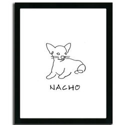 Personalized Chihuahua Line Drawing Art Print