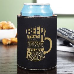 Beer is the Solution Charcoal Leatherette Can Holder