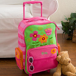 Girl's Pretty Flowers Embroidered Rolling Luggage