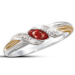 Marquise-Cut Ruby and Pave Diamond Embrace Women's Ring