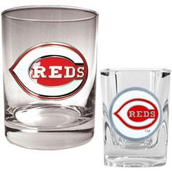 Cincinnati Reds MLB Rocks Glass and Square Shot Glass